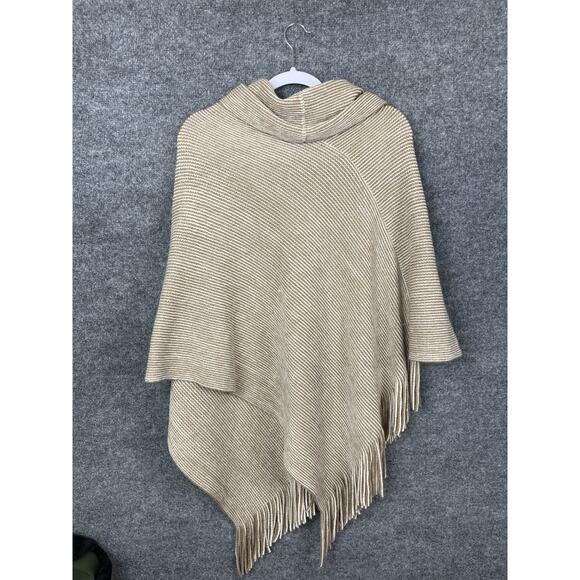 Chico's Cozy Cowlneck Poncho Sweater Women's One Size Fringe Western Boho Knit - Picture 8 of 13